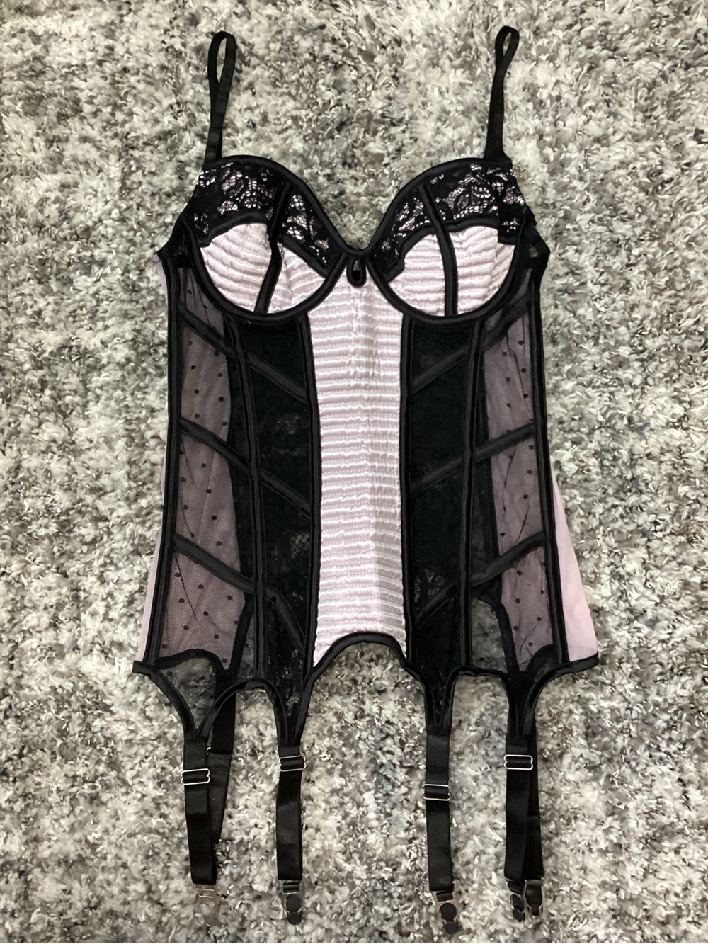 Sheer Black and Light Pink Bustier Corset Top